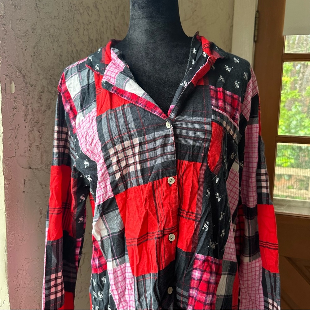 Victorias Secret Vs Patchwork Button Down Long Sl… - image 3